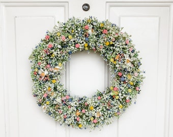 Confetti Spring Wreath, Easter Gift, Gypsophila Wreath For Front Door