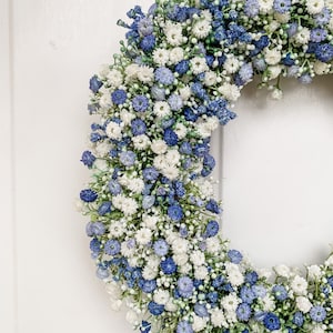 Blue & White Classic Gypsophila Wreath, Coronation, Spring Gift