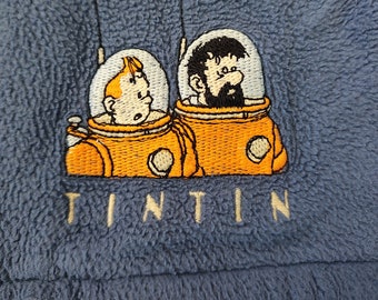 Tintin Destination Moon Explorers on the Moon Hoodie Fleece Embroidered 1998