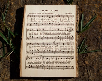 Be Still, My Soul Hymn Board, Engraved Live Edge Wooden Sign, Personalized Rustic Home Decor