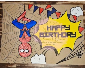 Spider-Man Birthday Banner | Custom Superhero Banner | Boys Birthday Backdrop | Superhero Party Decor | Personalized Spiderman Sign