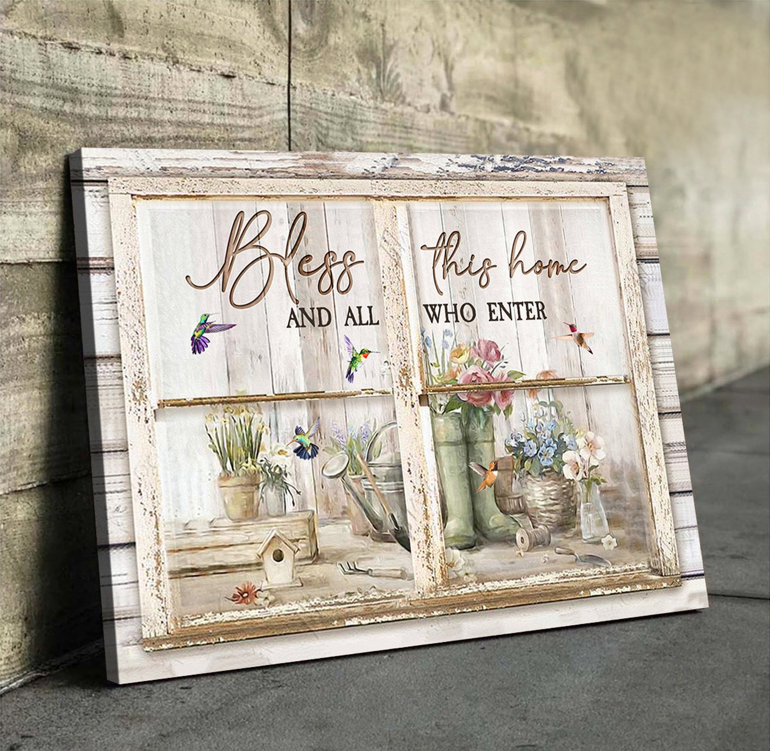 Canvas Bless This Home And All Who Enter Etsy