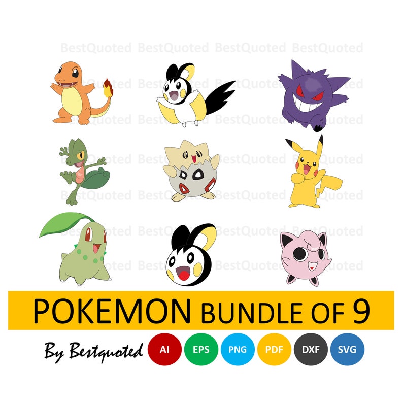 Pokemon Svg Bundle Pokemon Chracter Cut File Pikachu Bundle Etsy