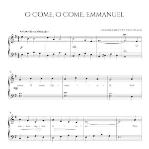 O Come O Come Emmanuel Easy Piano, Beginner Piano Sheet Music, Digital Sheet Music, Christmas Carols, Beginner Christmas Piano, PDF Music
