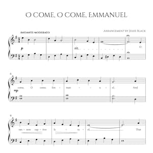 O Come O Come Emmanuel Easy Piano, Beginner Piano Sheet Music, Digital Sheet Music, Christmas Carols, Beginner Christmas Piano, PDF Music image 1