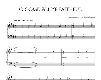 O Come All Ye Faithful Easy Piano, Beginner Christmas Piano, Piano Sheet Music, Christmas Sheet Music, Easy Christmas Piano, Christmas Carol