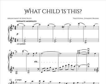 What Child is This Sheet Music, Advanced Piano, Digital Sheet Music, Piano Sheet Music, Christmas Carols, Christmas Piano Solo, PDF Music