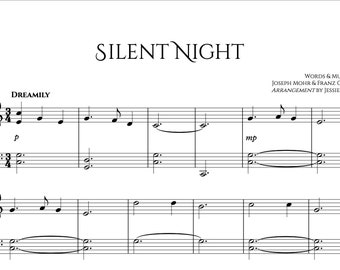 Silent Night Sheet Music, Easy to Intermediate Arrangement, Christmas Piano Music, Piano Sheet Music, Digital Sheet Music, Christmas Carol