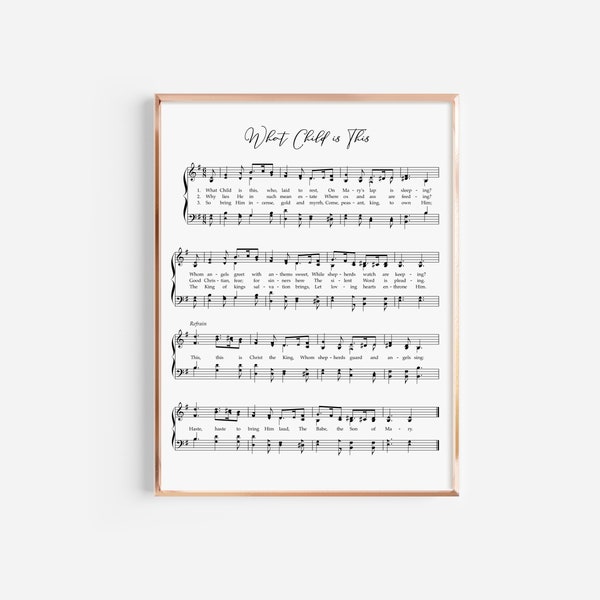 What Child is This Hymn, Shape Note Music, Christmas Decor, Hymn Prints, Christmas Hymns, Printable Xmas Art, Greensleeves, Farmhouse Decor