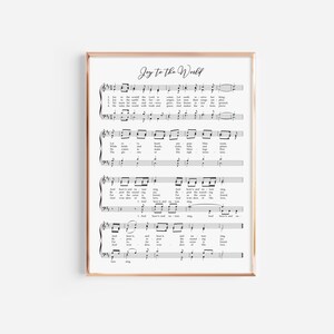 May include: A printable sheet music score for the Christmas carol "Joy to the World". The sheet music is printed in black ink on white paper and includes the lyrics and musical notation.