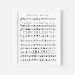 Beulah Land Hymn Print, Spartiti vintage stampabili, Download istantaneo, Inno antico, Bible Verse Wall Art, Arte cristiana, Arredamento fattoria