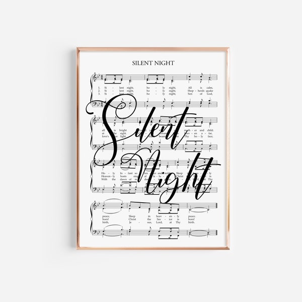 Silent Night Hymn, Silent Night Decor, Christmas Decor, Hymn Wall Art, Christmas Music, Christmas Hymn, Christmas Art, Farmhouse Decor, Xmas