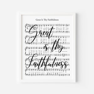 Great is Thy Faithfulness Hymn, Hymn Music Sheet, Large Print Music Art, Digital Hymn Prints, Hymn Decor, Printable Hymns, Hymn Wall Art