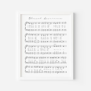 Blessed Assurance Hymn, Hymn Prints, Printable Hymn Page, Hymn Wall Art, Large Print Wall Art, Digital Hymns, Sheet Music, Hymn Music Page