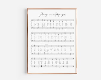 Away in a Manger Hymn, Shaped Note, Christmas Hymns, Southern Harmony, Christmas Music, Sacred Harp, Christmas Decor, Printable Xmas Art