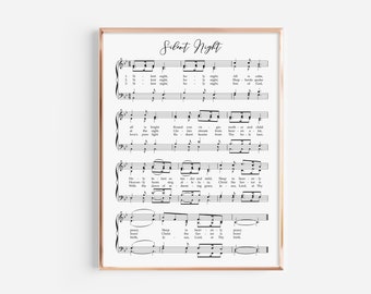 Silent Night Hymn, Shape Note Music, Christmas Decor, Hymn Prints, Christmas Music, Christmas Hymn, Printable Christmas Art, Farmhouse Decor