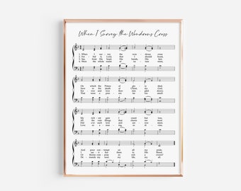 When I Survey the Wondrous Cross Hymn Print, Solfege Music, Printable Hymns, Hymn Art, Farmhouse Decor, Hymn Music Page, Hymn Wall Art