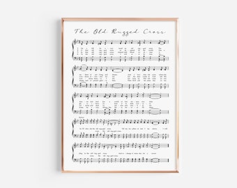The Old Rugged Cross Hymn Print, Solfege Music, Digital Hymns, Hymn Wall Art, Digital Hymnal Art, Large Print Art, Hymn Music Page, Hymn Art