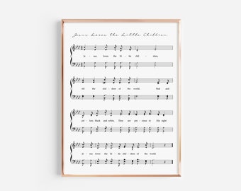 Jesus Loves the Little Children Hymn Print, Solfege, Nursery Decor, Large Print Wall Art, Kids Room Decor, Gender Neutral Nursery, Hymn Art
