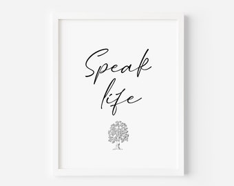 Speak Life, Ephesians 4:29, Christian Wall Art, Scripture Print, Bible Verse Printable, Inspirational Verse, Christian Home, Uplifting Quote