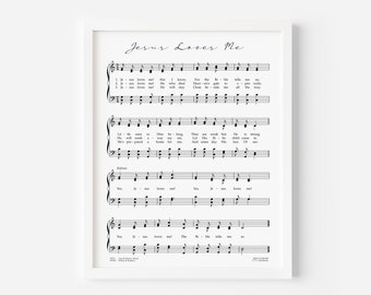 Jesus Loves Me Hymn Print, Hymn Wall Art, Printable Hymns, Sheet Music Poster, Nursery Wall Art, Large Print Wall Art, Hymn Prints, Kids