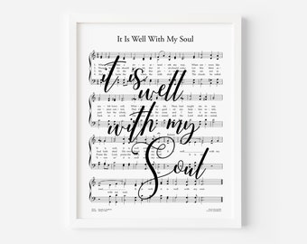 Está bien con mi impresión de himno soul, partituras de letra grande, página de himno imprimible, descarga instantánea, decoración de himnos, arte de la pared del himno, título del himno