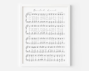 Beulah Land Hymn Print, Printable Vintage Sheet Music, Instant Download, Antique Hymn, Bible Verse Wall Art, Christian Art, Farmhouse Decor