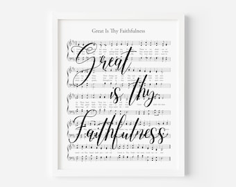 Great is Thy Faithfulness Hymne, Hymnen Notenblatt, Große Druck Musikkunst, Digital Hymn Prints, Hymn Dekor, druckbare Hymnen, HymnEn Wandkunst