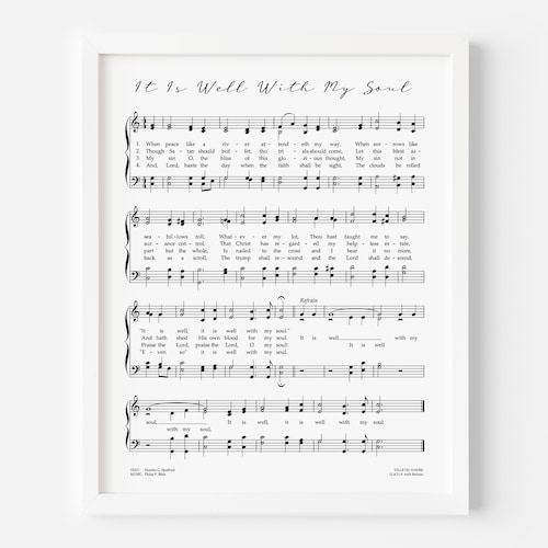 It is Well With My Soul Hymn Print Sheet Music Hymn Art Etsy