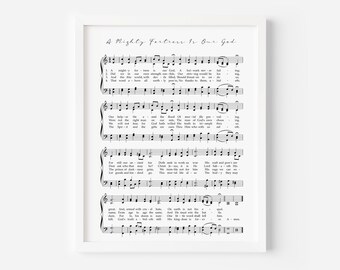 A Mighty Fortress Is Our God Hymn Print, Vintage Sheet Music, Instant Download, Digital Hymn, Printable Hymn, Farmhouse Decor, Hymn Wall Art