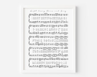 Lift Every Voice and Sing Hymn Print, Printable Hymns, Hymn Print, Hymn Wall Art, Farmhouse Decor, Large Print Wall Art, Minister Gift, Hymn