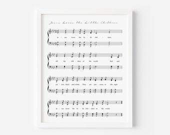 Jesus Loves the Little Children Hymn Print, Nursery Decor, Kids Room Wall Art, Jesus Loves Me, Hymn Wall Art, Christian Nursery Decor