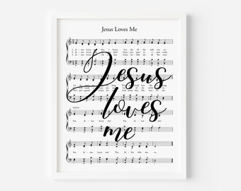 Jesus Loves Me Hymn, Hymn Art, Hymn Prints, Hymn Wall Art, Printable Wall Art, Hymn Music Page, Hymn Decor, Christian Kids, Nursery Decor