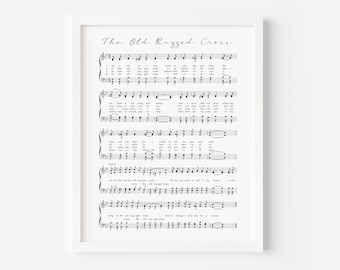 The Old Rugged Cross Hymn Print, Hymn Wall Art, Hymn Sheet Music, Instant Download Hymn, Digital Hymn Art, Large Print Hymn, Printable Hymns