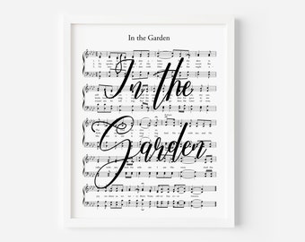 En el himno del jardín, arte de la pared del himno, decoración imprimible, impresiones de himnos, página de música de himnos, arte de la pared de letra grande, partituras de himnos, himnos imprimibles