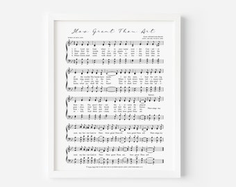 How Great Thou Art Hymn Print, Hymn Wall Art, Favorite Hymns, Large Print Wall Art, Printable Hymns, Farmhouse Decor, Hymn Art, Digital Hymn