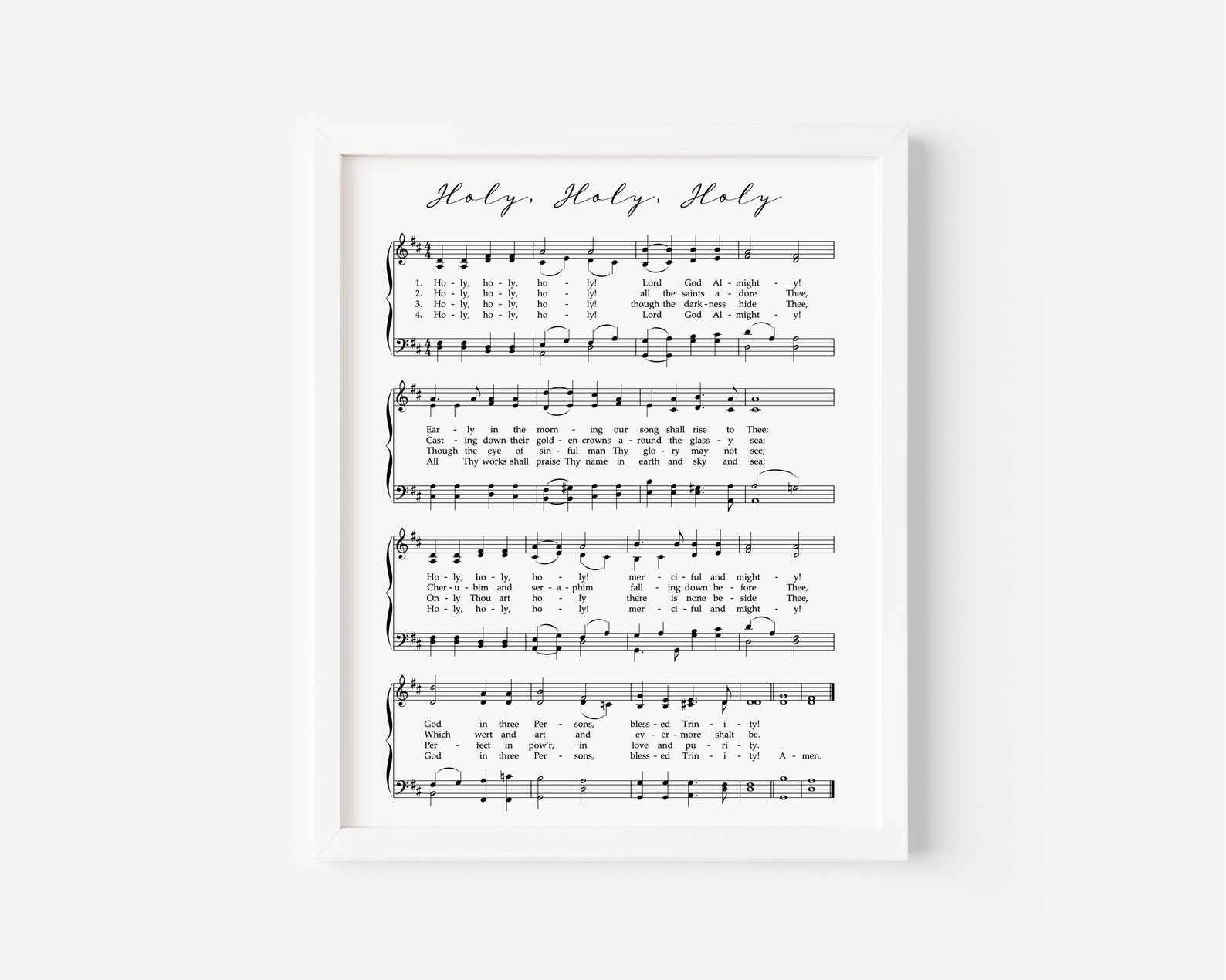 Holy Holy Holy Hymn Print, Modern Hymn Print, Hymnal Page, Printable ...