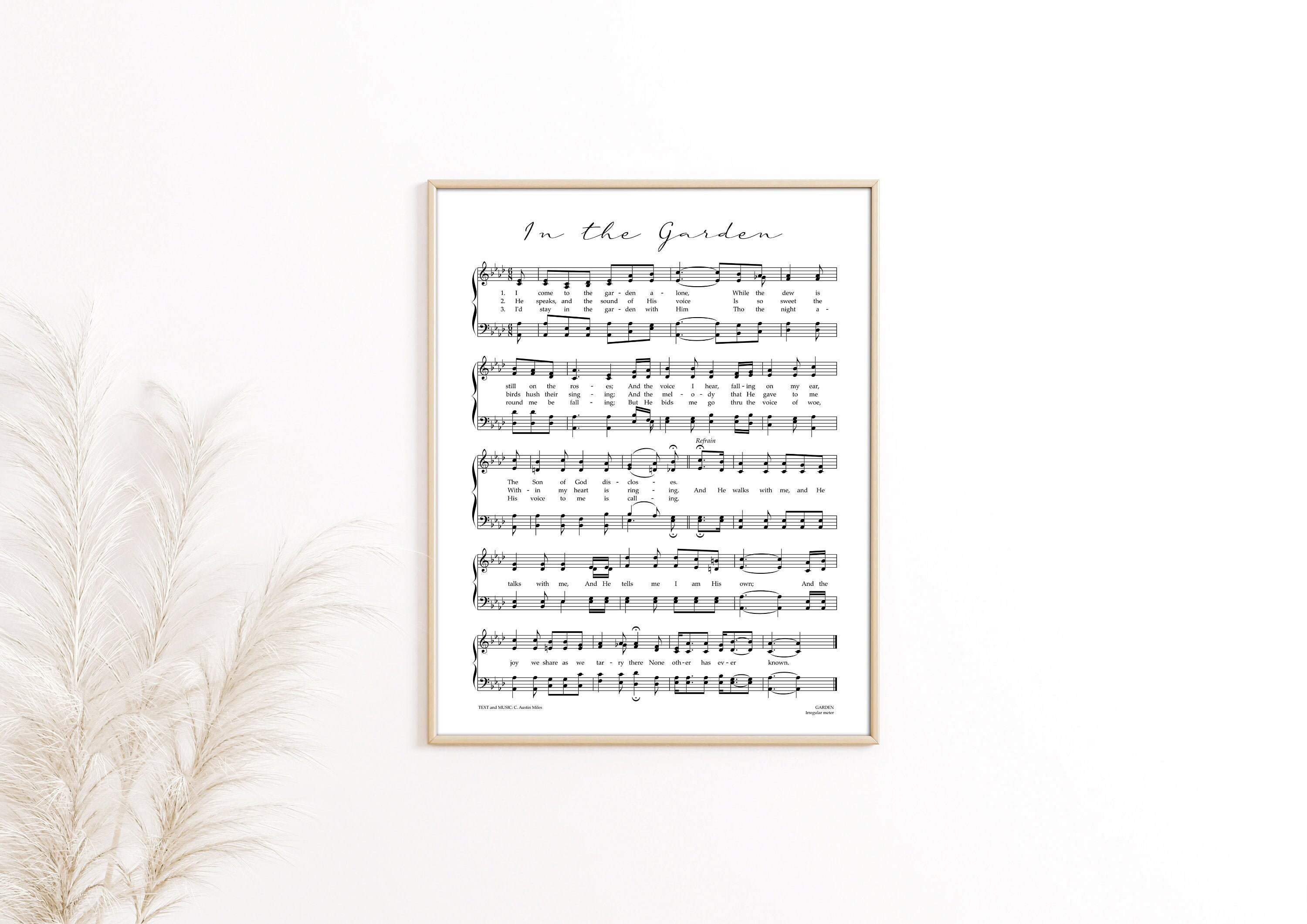 In the Garden Hymn Print, Sheet Music Art, Hymn Art, Hymnal Sheet, Home ...