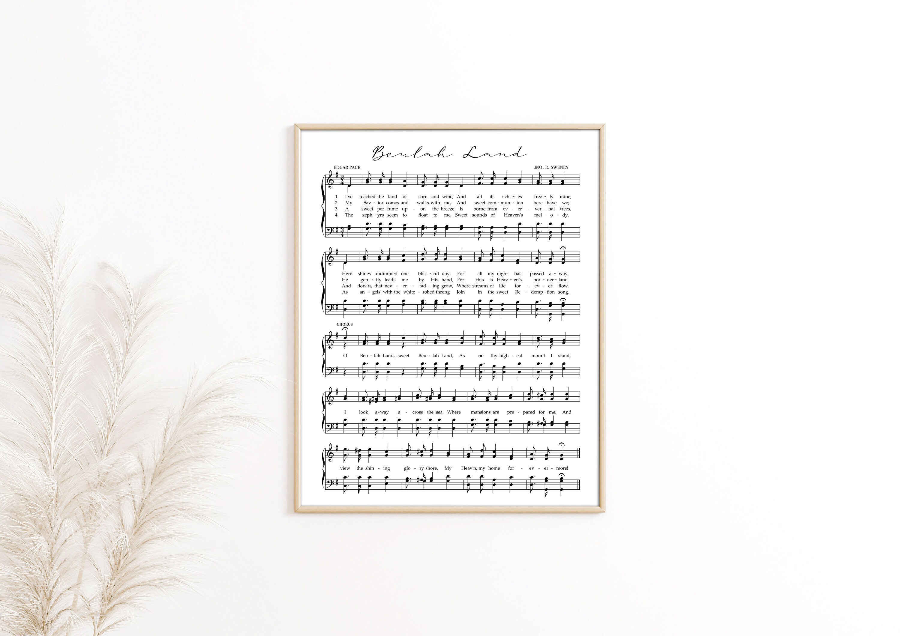 Beulah Land Hymn Print, Printable Vintage Sheet Music, Instant Download, Antique Hymn, Bible