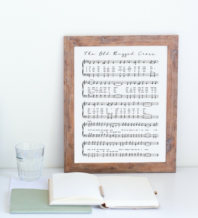 The Old Rugged Cross Hymn Print, Solfege Music, Digital Hymns, Hymn