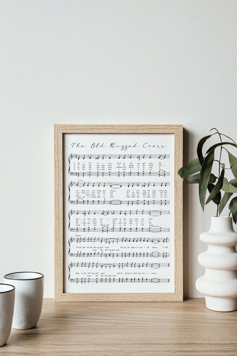 The Old Rugged Cross Hymn Print, Hymn Wall Art, Hymn Sheet Music