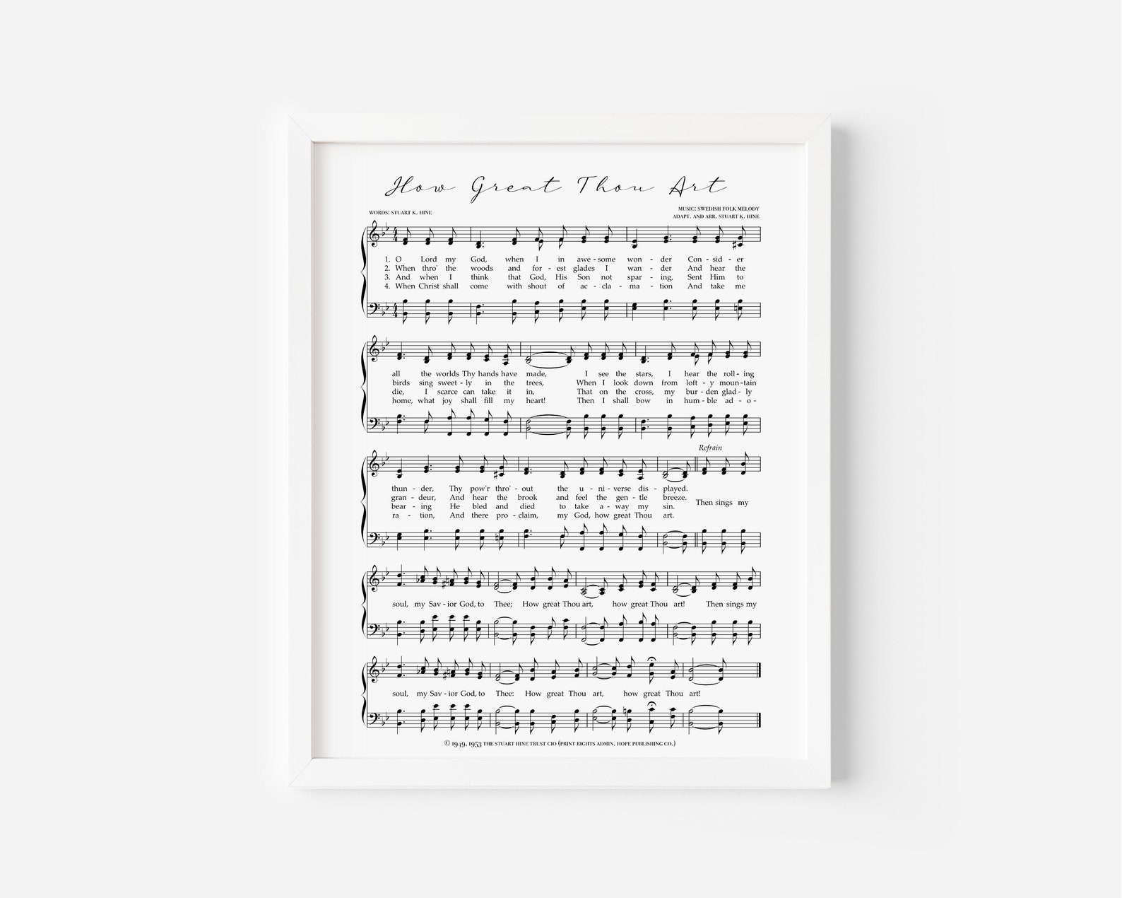 How Great Thou Art Hymn Print, Hymn Wall Art, Favorite Hymns, Large