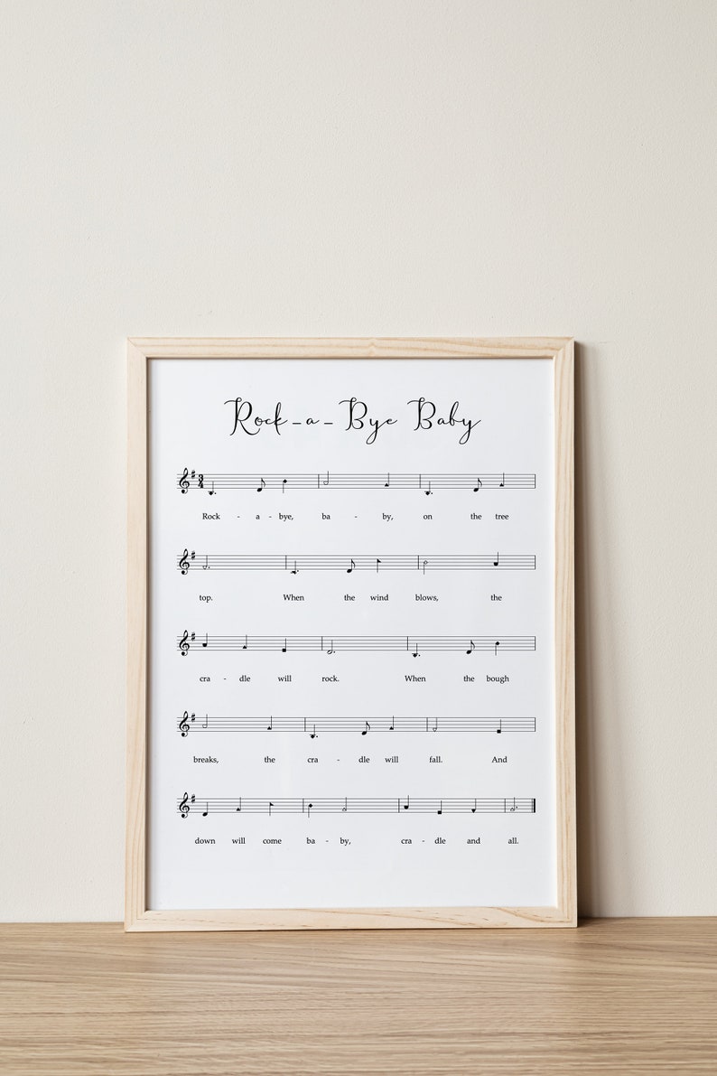 Rock a Bye Baby Lullaby Print Nursery Decor Gender Neutral - Etsy