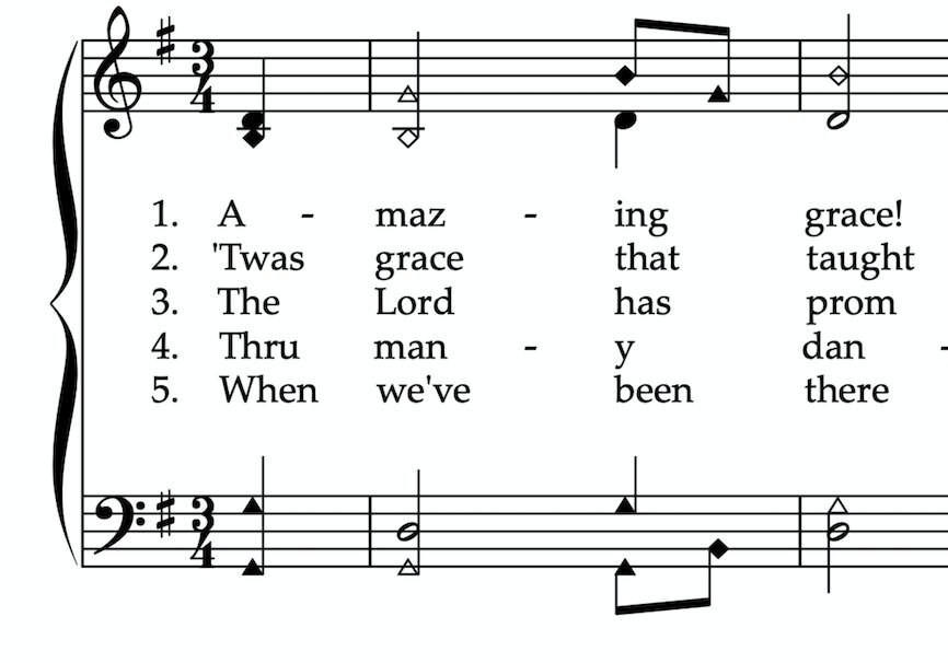 Amazing Grace Hymn Shape Note Music Hymn Prints Digital Etsy