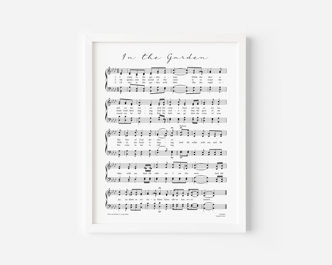 In the Garden Hymn Print, Sheet Music Art, Hymn Art, Hymnal Sheet, Home ...