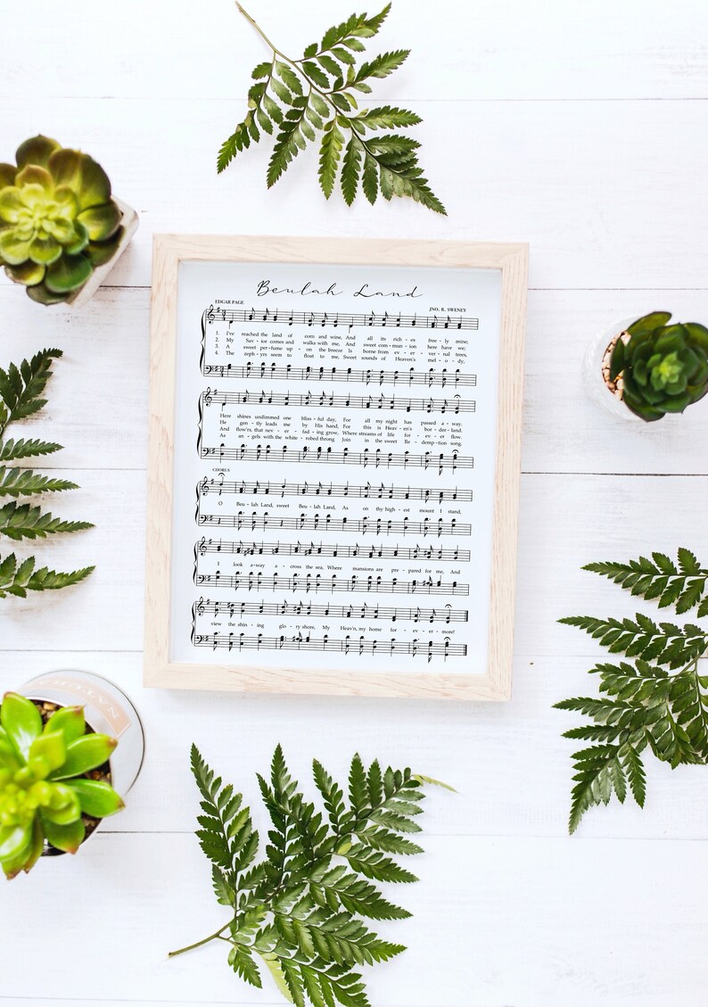 Beulah Land Hymn Print, Printable Vintage Sheet Music, Instant Download, Antique Hymn, Bible