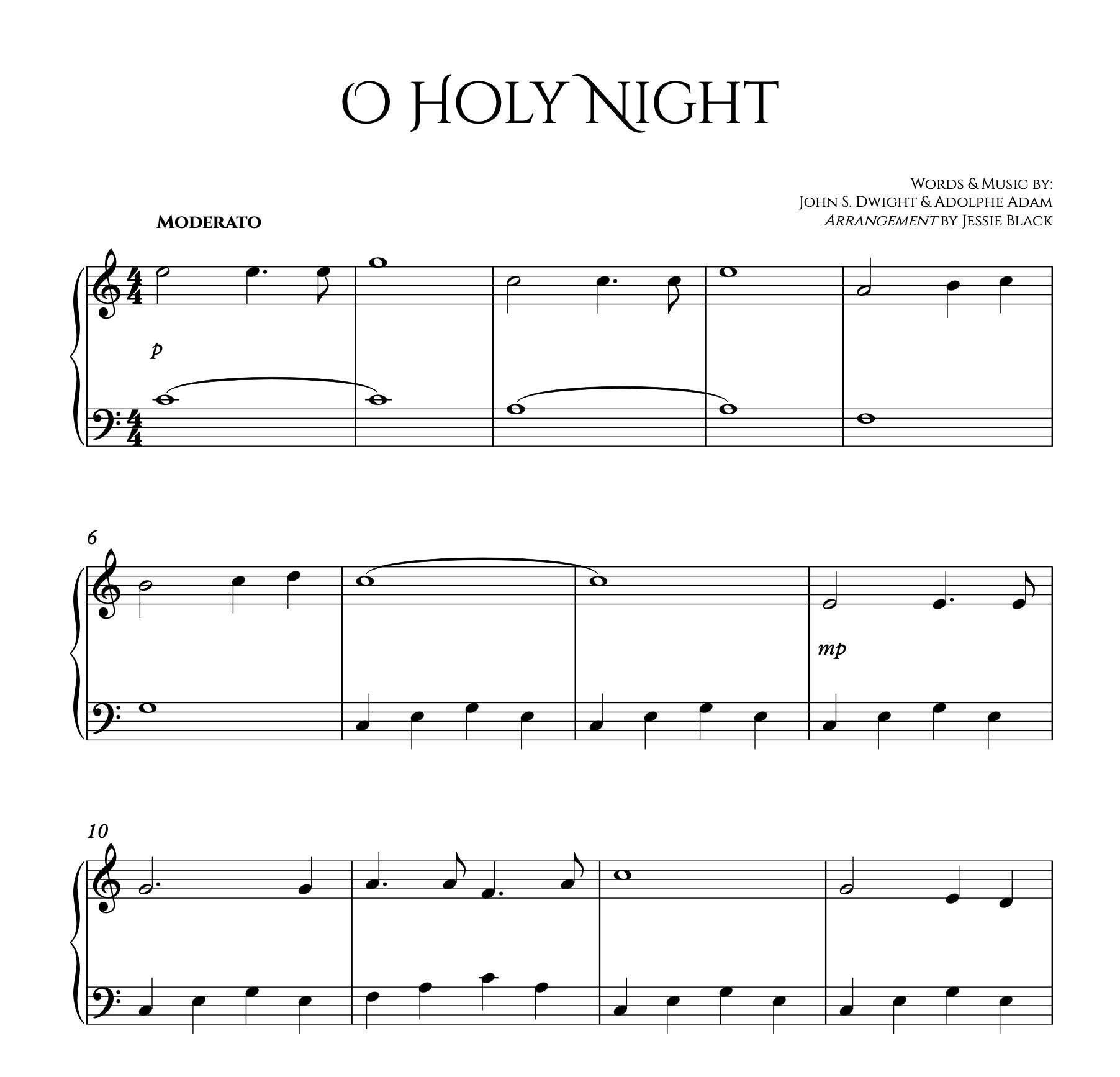 O Holy Night, Beginner's piano sheet music