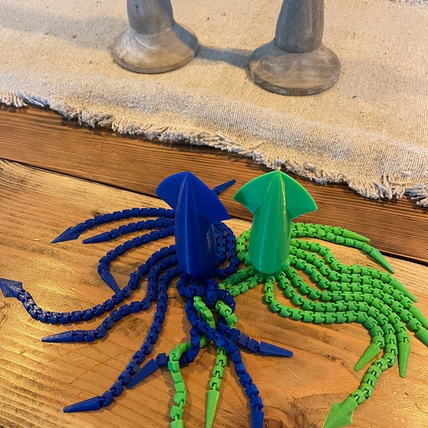 Sensory Squid, 3D Printed Squid Toy, Articulated squid, Fidget Toy for Kids, Squid Toy
