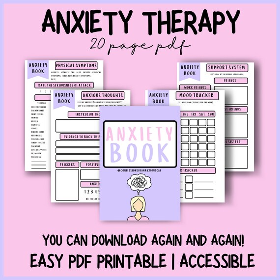 Anxiety Printable Workbook Anxiety Therapy Workbook Etsy