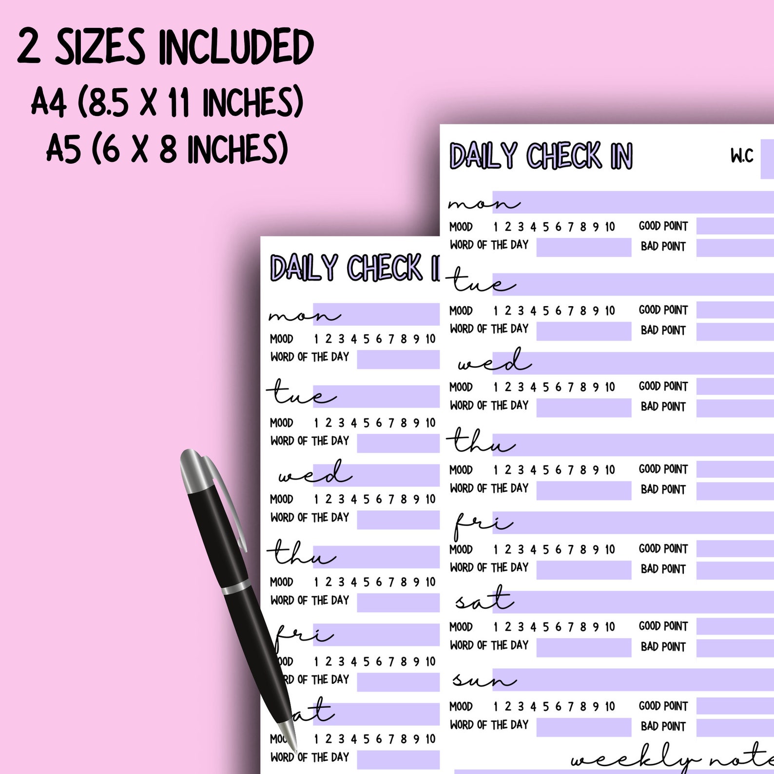 A4 A5 Printable Daily Check-in Planner Printable PDF - Etsy